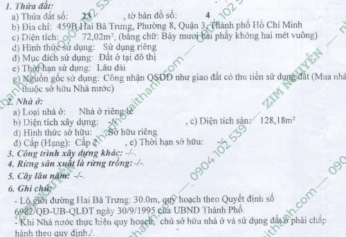 Hình ảnh Bán nhà 459B Hai Bà Trưng, Phường Võ Thị Sáu, Quận 3