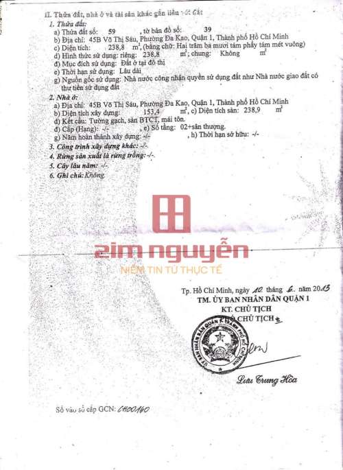 Hình ảnh Bán nhà 45B Võ Thị Sáu, Phường Đa Kao, Quận 1