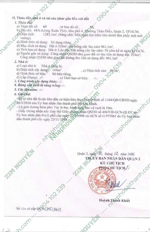 Hình ảnh Bán biệt thự 48/6 Xuân Thủy Thảo Điền Quận 2 giá 76 Tỷ