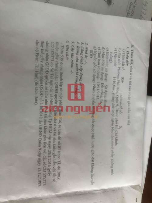 Hình ảnh Thửa đất 539-544 tờ số 3 Phường Phú Hữu Quận 9