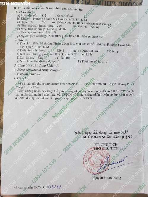 Hình ảnh Bán biệt thự 186-188 Phạm Công Trứ Thạnh Mỹ Lợi Quận 2