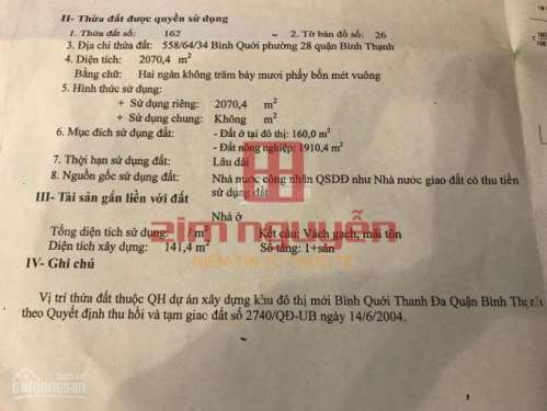 Hình ảnh Bán đất 558/64/34 Bình Quới, Phường 28, Bình Thạnh