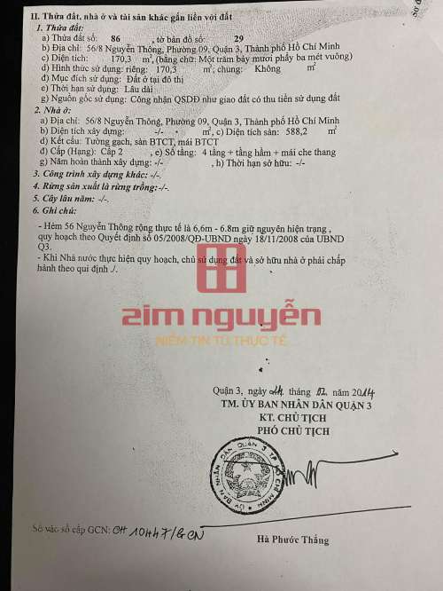 Hình ảnh Bán nhà 56/8 Nguyễn Thông, Phường 9, Quận 3