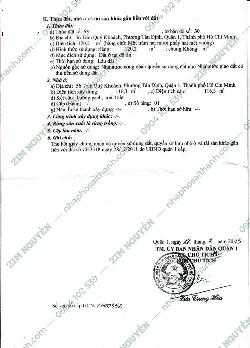 Hình ảnh Bán nhà 56 Trần Quý Khoách, Phường Tân Định, Quận 1