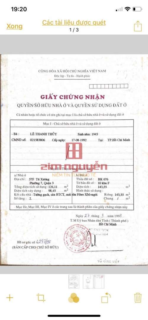 Hình ảnh Bán nhà 57F Tú Xương Phường Võ Thị Sáu Quận 3