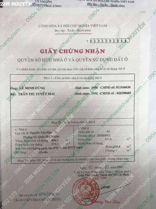 Hình ảnh Nhà 6 Nguyễn Văn Đậu Phường 5 Phú Nhuận DT 560m