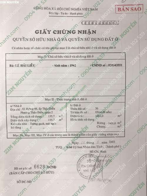 Hình ảnh Bán nhà 61 Đường số 66 Thảo Điền Quận 2 DT 1601m