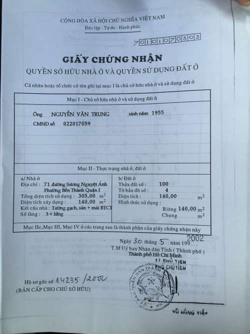 Hình ảnh Bán nhà 71 Sương Nguyệt Ánh, Phường Bến Thành, Quận 1