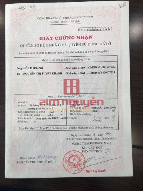 Hình ảnh Bán nhà 74 Đường số 20 , phường Bình An, Tp. Thủ Đức