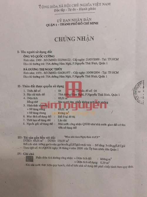 Hình ảnh Bán nhà 75A Hàm Nghi Nguyễn Thái Bình Quận 1