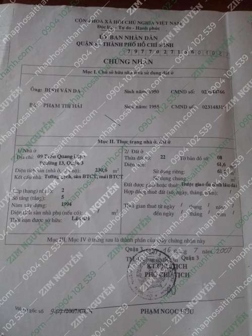Hình ảnh Bán nhà 9 Trần Quang Diệu Phường 12 Quận 3