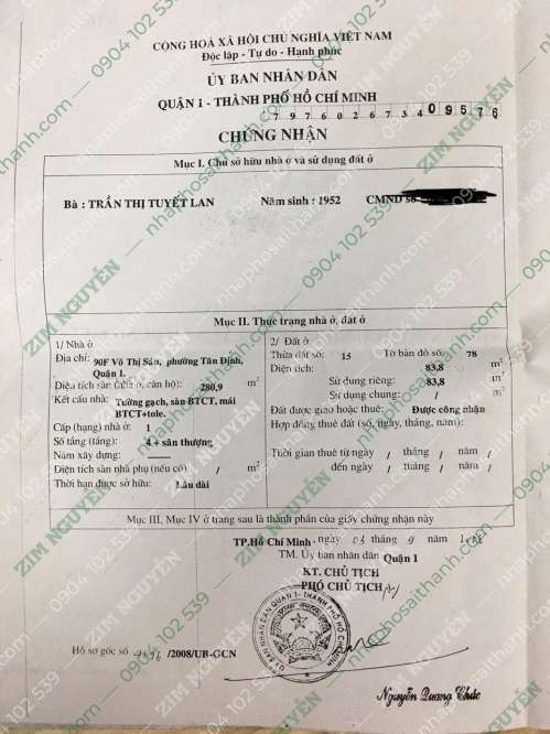 Hình ảnh Bán nhà 90F Võ Thị Sáu Phường Tân Định Quận 1