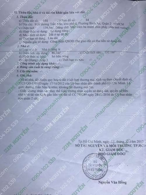 Hình ảnh Nhà 91B Trần Não Bình An Quận 2 Dt 139,5m