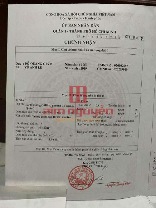 Hình ảnh Bán nhà 94 96 98 Cô Bắc, Phường Cô Giang, Quận 1
