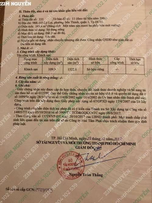 Hình ảnh Bán khách sạn 98R 100 Lê Lai Bến Thành Quận 1