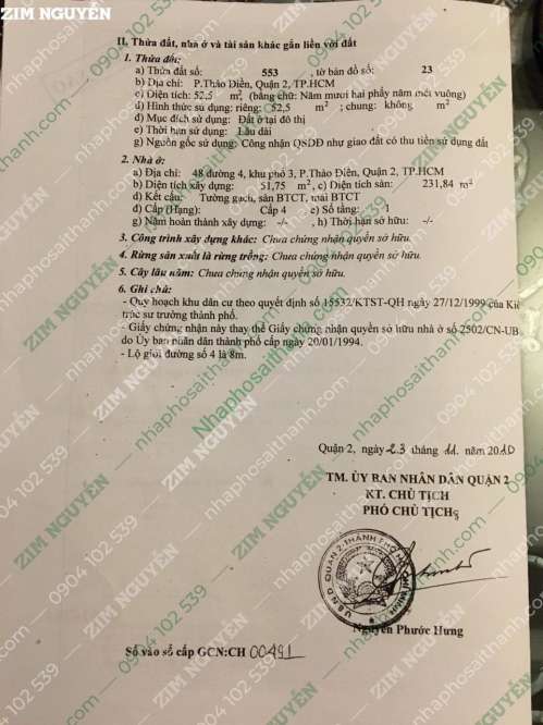 Hình ảnh Bán nhà 48 Đường Số 4 Làng Báo Chí Thảo Điền Quận 2